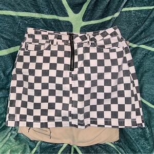 BDG Black and White Plaid Skirt